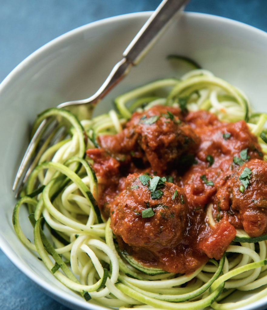 zoodle and meatballs